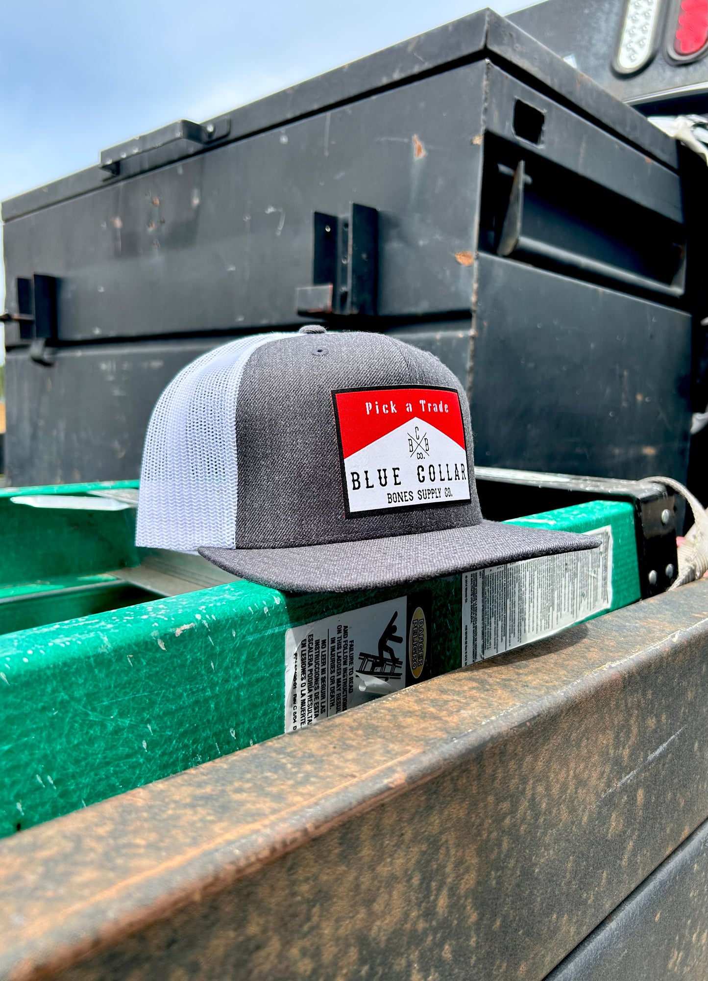 Red Label Flat Bill Trucker Hat