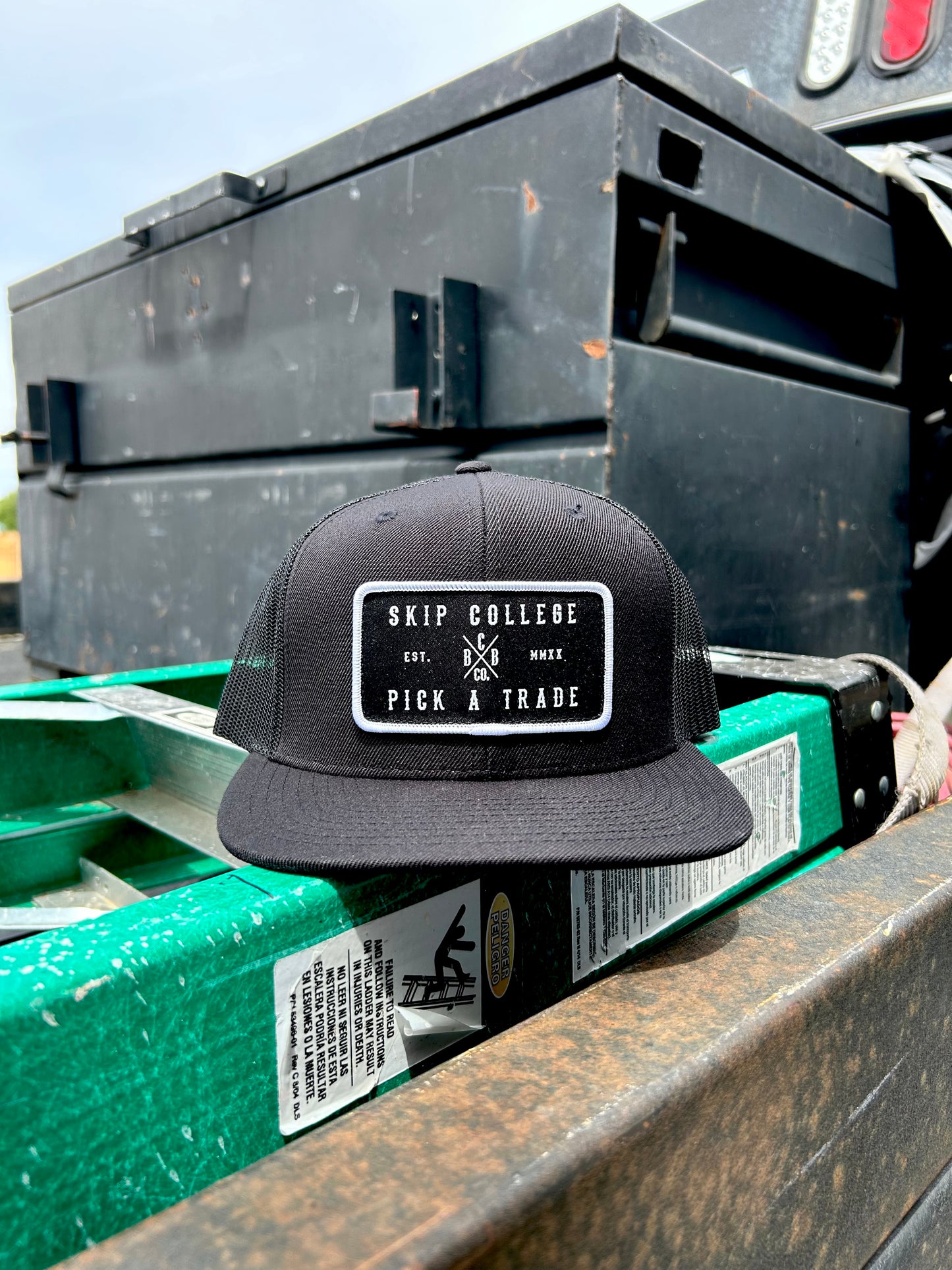 Skip College Flat Bill Trucker Patch Hat