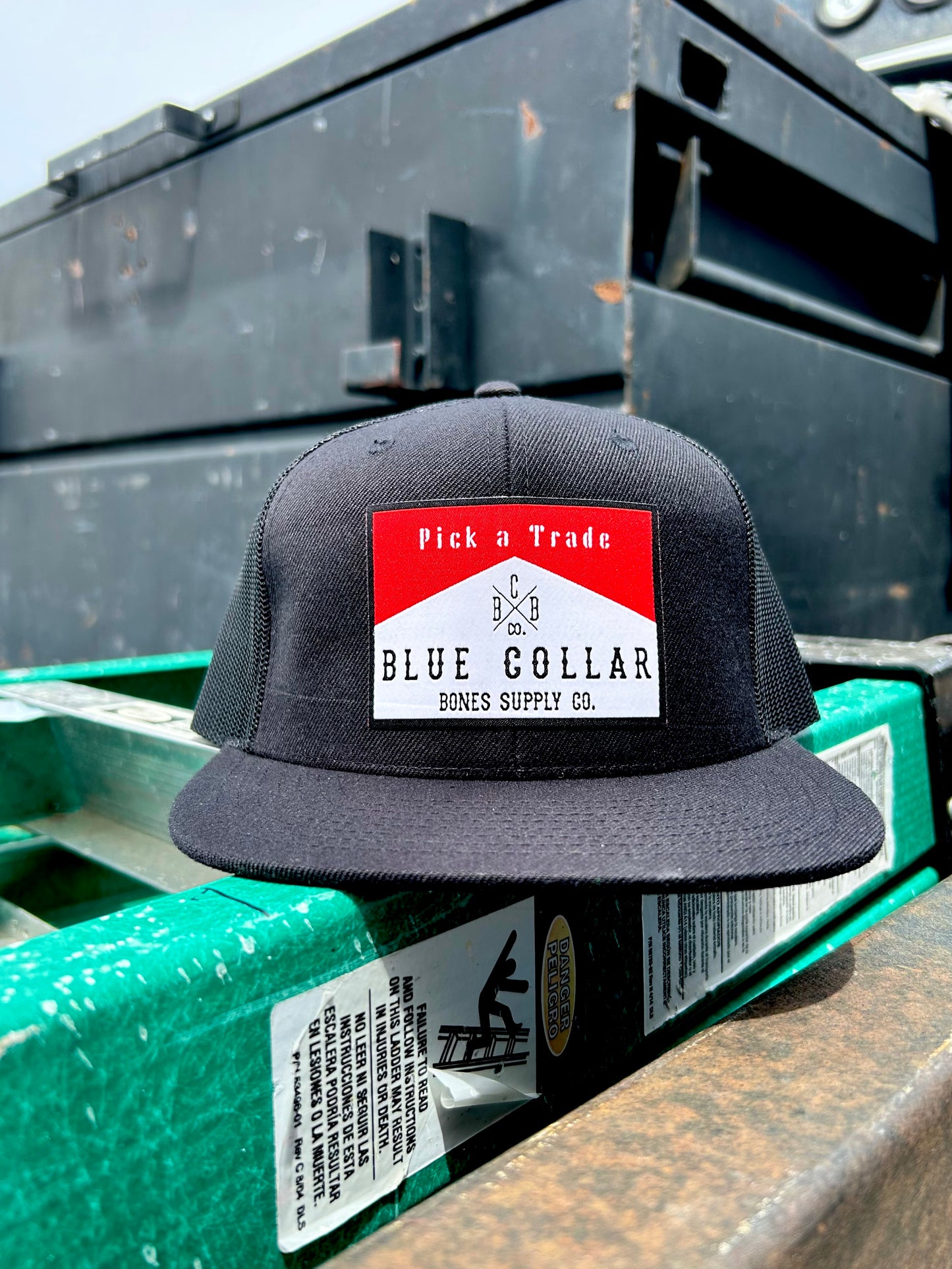 Red Label Flat Bill Trucker Hat